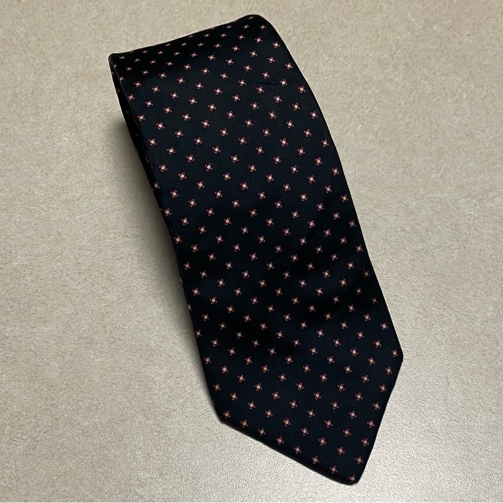 Christian Dior Neck Tie OS 100% Silk Black Red accent Tie